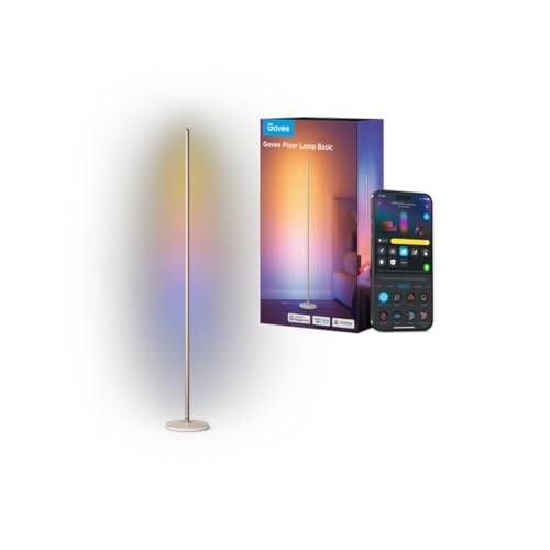Govee Modern Floor Lamp, RGBIC LED Lamp Works with Alexa, Google Assistant, Matter, 16 Million Colors DIY and 61 Scene Modes for Bedroom, Gaming Room, Gold