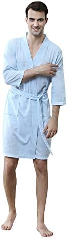 Wentsven Womens Mens Matching Waffle Towel Cotton Spa Hotel Bathrobe Robe