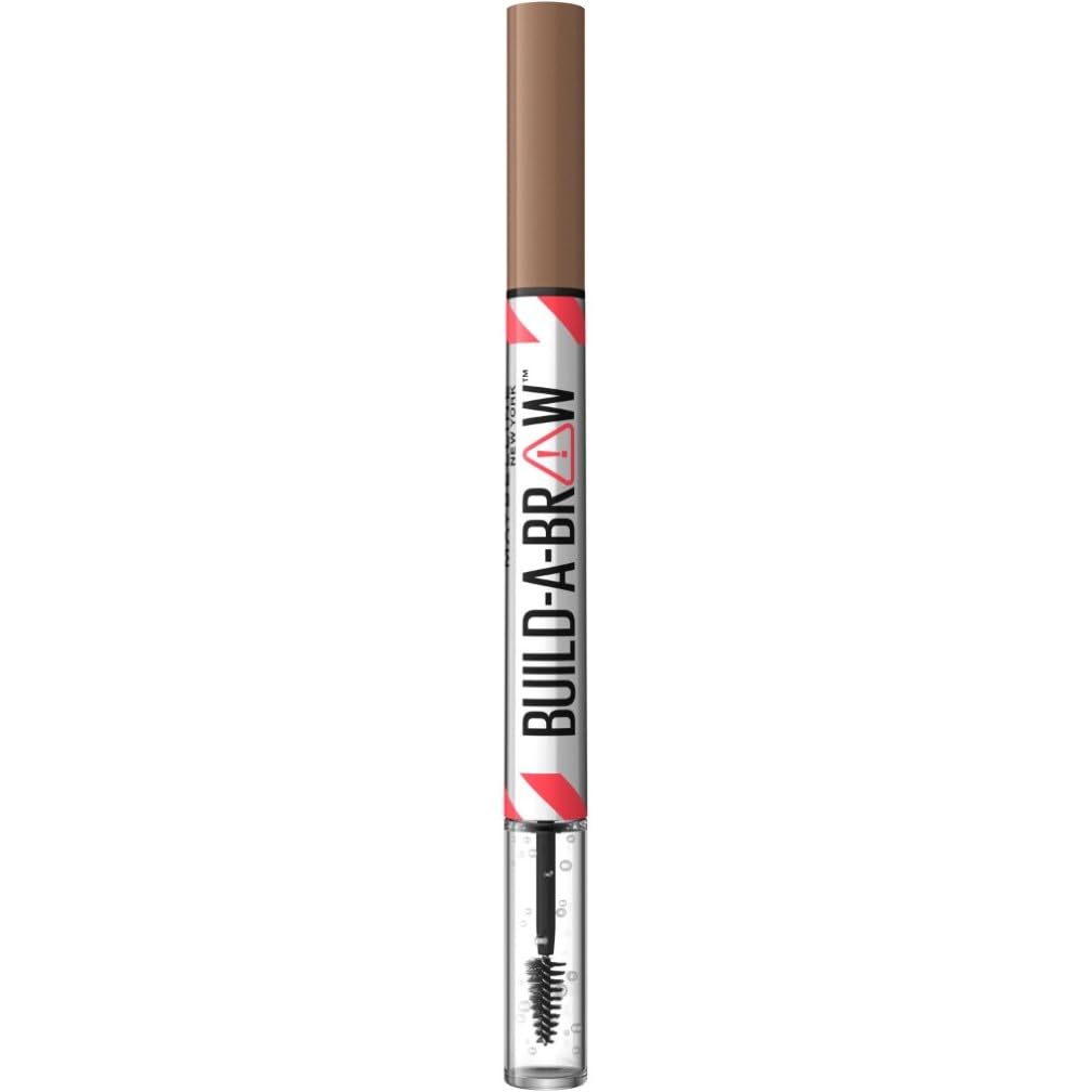 Maybelline New York, Build A Brow: 2 in 1 Brow Pen + Sealing Gel, Real-looking, Fuller Brows, Waterproof, Sweat- & Smudge-resistant, 24H Wear, Vegan Formula, Shade 255: Soft Brown