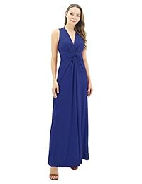 BENANCY Vestido maxi sin mangas con cuello en V para mujer