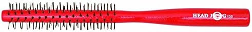 Head Jog 105 Small Radial Styling Brush. Natural Wooden Brush With Red Gloss Finish. Great For Grooming Or To Add Volume When Blow Drying. Ideal For Fine To Normal Hair Types. 25mm