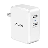 Noot Products 24W 4.8A Dual USB Home Wall Charger Plug with i-DTek Technology and Foldable Plug for iPhone, iPad, Samsung Galaxy, Nexus, Google, HTC, Motorola, LG and More