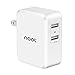 Noot Products 24W 4.8A Dual USB Home Wall Charger Plug with i-DTek Technology and Foldable Plug for iPhone, iPad, Samsung Galaxy, Nexus, Google, HTC, Motorola, LG and More
