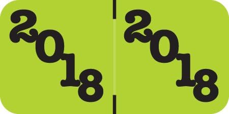 2018 Year Labels, POS Compatible Series, Lime, 500/Roll, 1 Roll, 3/4" x 1-1/2"