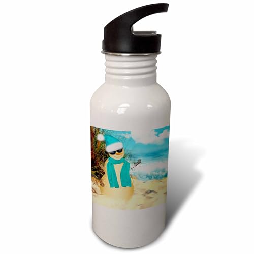 3dRose Sandy beach Sandman with ocean view fun spoof on a snowman. Flip Straw 2…