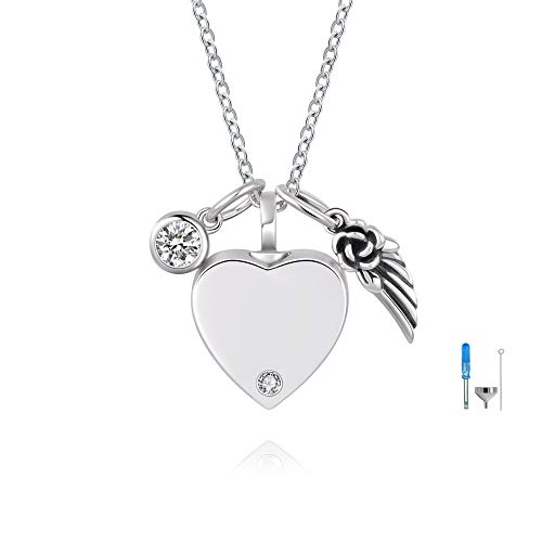 BEILIN 925 Sterling Silver Angel Wings Cremation Jewelry Keepsake Memorial Urn Necklace for Ashes: God has You in his arms I Have You in My Heart (Angel Wings Heart urn Necklace) - Thumbnail 7
