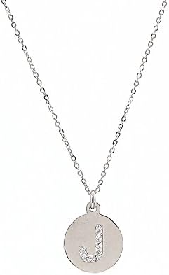 Sumsoar New Arrival 316L Stainless Steel Initial Round Disc J Letter Pendant Necklace (Silver)