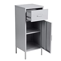HouseinBox Storage Cabinets Living Room Metal Cabinet Standing Office Organizer Grey