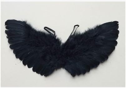 Fashion novel angels feathered wings Halloween cosplay dance Christmas goods props decoration a birthday present (Black 50 cm 30 cm)