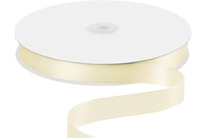 Quhora 5/8" x 100 Yards Satin Ribbon - Ivory Silk Ribbon with Spool - Ideal for Gift Wrapping, Floral Bouquets, Crafts, Wedding Party Decorations, Christmas and Sewing Projects