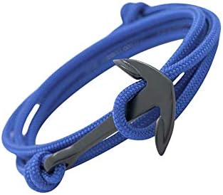GLANZWEAR Wrap Bracelet with Ship Anchor in Black Rope Black Edition, Maritime Ankle Strap for Women and Men, Unisex Bracelet in Many Fashion and Trend