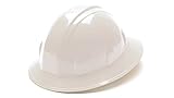 Pyramex Safety SL Series Full Brim Hard Hat, 6-Point Ratchet Suspension, White