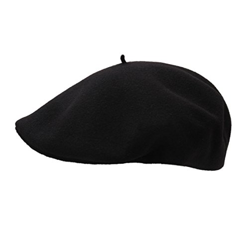 Laulhère Men's Beret Casquette French Beret Basque, Traditional Size M Black