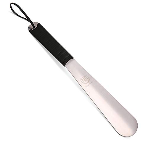 Long Metal Shoe Horn, Shoehorns for Men, Women, Kids,Boots Leather Strap Black - Thumbnail 4