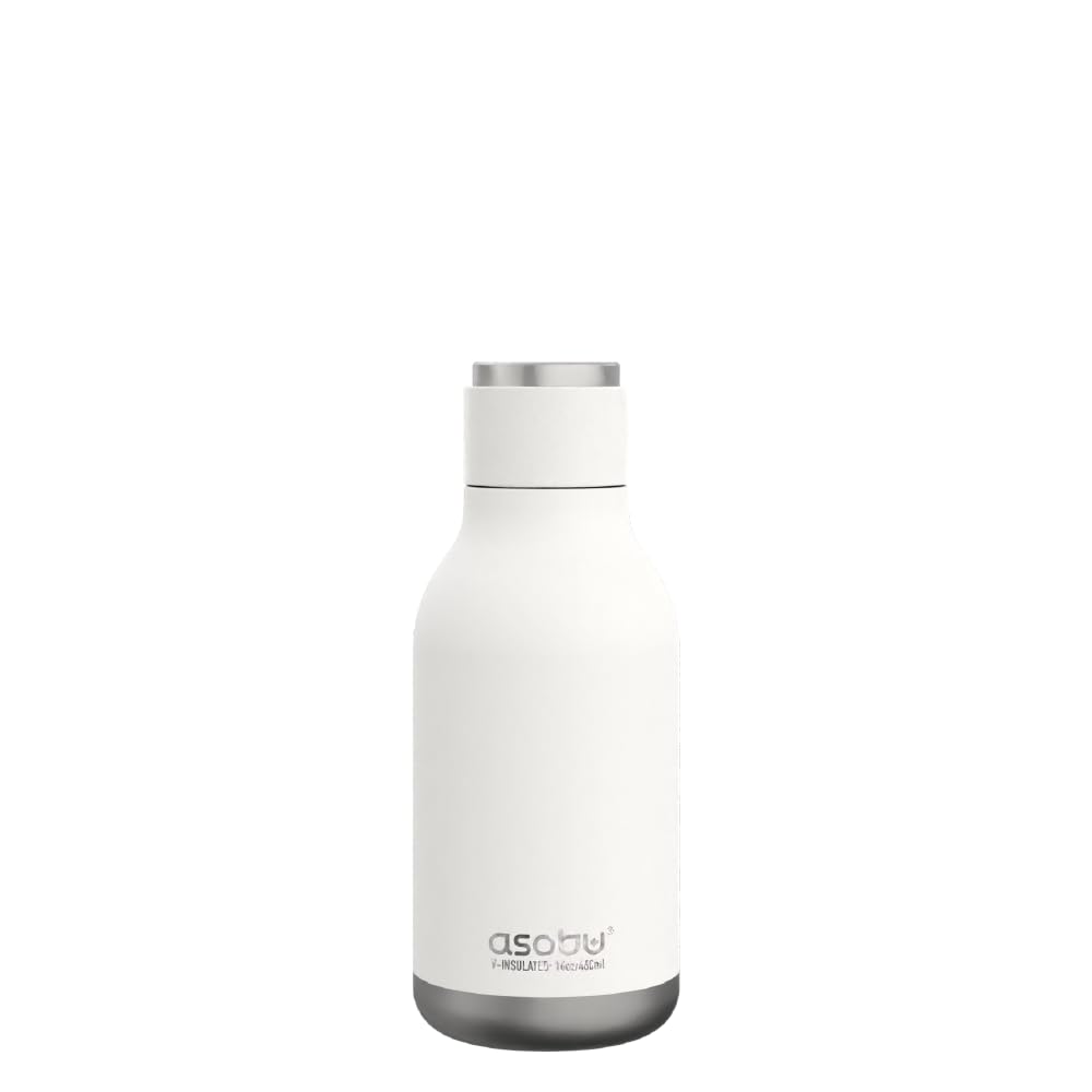 Urban Insulated and Double Walled Stainless Steel Bottle 16 Ounce by Asobu (White)