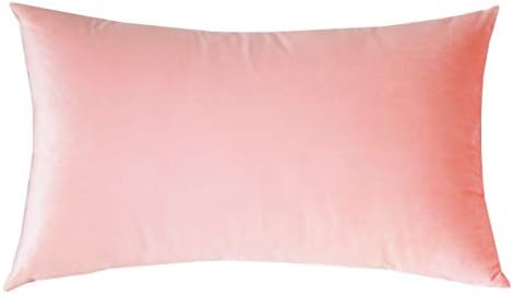 SLOW COW Velvet Soft Solid Decorative Rectangle Throw Pillow Cover Set Lumbar Pillow Cover Pillowcases for Couch Sofa Bed Living Room 12 x 20 Inches Pink