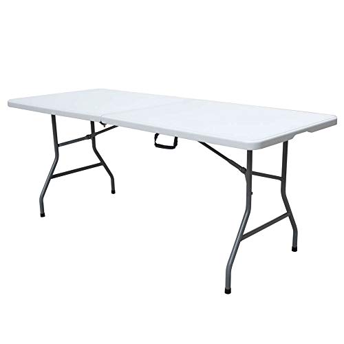 Plastic Development Group 806 Outdoor/Indoor 6 Foot Fold In Half Folding Banquet, Dining, Card Table, White
