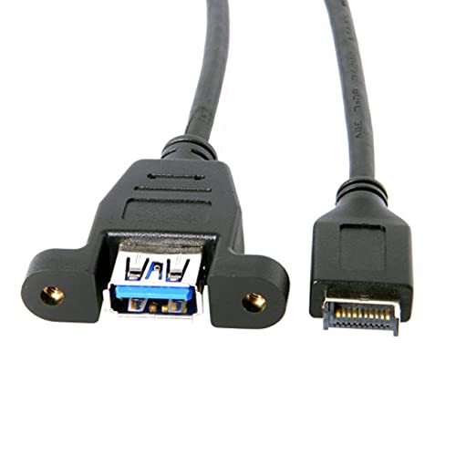 NFHK USB 3.1 Front Panel Header to USB 3.0 Type-A Female Extension Cable 50cm Panel Mount Type