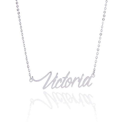 Aolo stainless steel small delicate custom name necklace, victori…