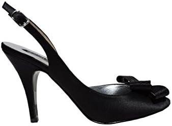 Claudia Ciuti Womens Aspen Black Satin Pep Toe Pumps Sandals 4" Heels Sandals Size 8 M