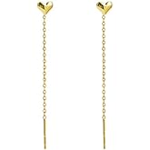 925 Sterling Silver Chain Earrings for Women,Hypoallergenic Gold plated Threader Earrings,Long Dangle Tassel Drop Earrings for Women Teen Girls