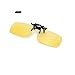 Clip on Sunglasses Flip Up Polarized Sunglasses Eyeglass by AUUS, Frameless Rectangle lens UV400 Anti Glare Night Vision Glasses for Driving Fishing Cycling Walking Outdoor[Nitht One]