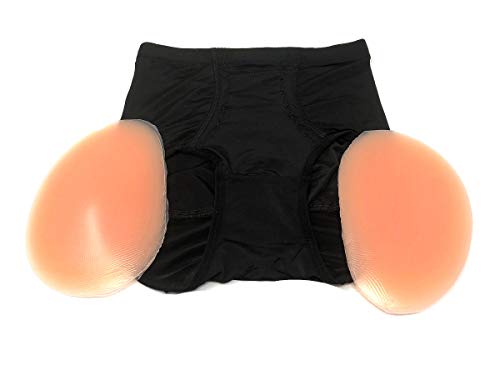 Mystiqueshapes  Silicone Padded Panties Brief Underwear Power Shapewear (L, Black-Silicone)