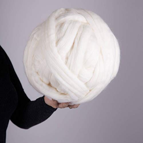 DIRUNEN Merino Wool Yarn Big Chunky Yarn Super Wool Roving Extreme Arm Knitting Giant Chunky Knit Blankets Throws White 8 lbs - Thumbnail 6