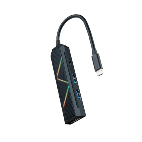 HUB USB-C che include due porte USB-A e una USB-C con funzione di ricarica, oltre alla connessione HDMI per più dispositivi. Ideale per espandere le opzioni di connessione del computer.
