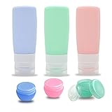 Travel Bottles Silicone Travel Containers, 3oz Leak Proof Travel Size Bottles TSA Approved Travel Toiletries Containers for Shampoo Lotion Soap (6 Pack) (Color C)