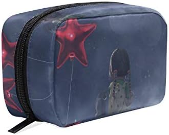 Nr 化粧ポーチ かわいい メイクポーチ 彼女の猫星空の夜のファンタジーと屋外に座っている女の子 おしゃれ トラベルポーチ セット 収納 化粧品 コスメ ポーチ メイク 即日出荷 トラベルグッズ レディース 旅行ポーチ