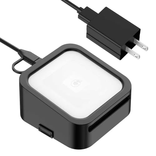 Rounkin Credit Card Dock for Square Reader 1st and 2nd,Beautiful and Compact Case for Square Reader,Support Anti-Sleep Button,One Click to Turn On(Cable and Wall Charger Included, No Reader) Black
