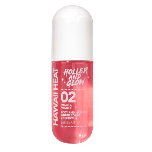 Holler And Glow Hawaii Heat Body & Hair Mist, Warm Vanilla, Peony & Amber Scent…
