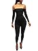 TOB Women's Sexy Long Sleeves Off Shoulder Lace Up Backless Club Jumpsuit Black