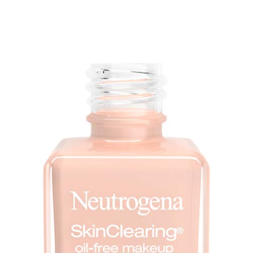 NEUTROGENA SKINCLEARING OIL-FREE ACNE AND BLEMISH FIGHTING LIQUID FOUNDATION WITH.5% SALICYLIC ACID ACNE MEDICINE, SHINE CONTROLLING MAKEUP FOR ACNE PRONE SKIN, 20 NATURAL IVORY, 1 FL. OZ