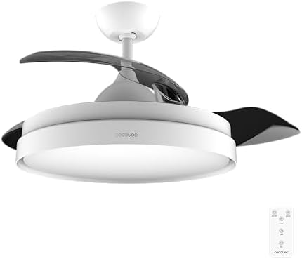 Ventilador de Techo con Luz Energysilence Aero 4300 Invisible White. 35W, 6 Velocidades, Aspas Retráctiles, Mando a Distancia, Temporizador, Luz Led Integrada, Intensidad Lumínica Regulable