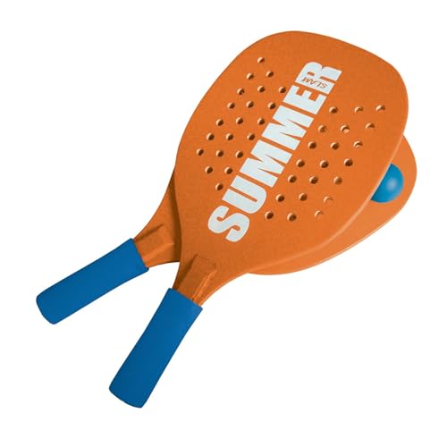 Pair of Summer Padel Beach Tennis Rackets with Soft Ball Set Wooden Rackets Sea, Beach and Garden, Beach Rackets