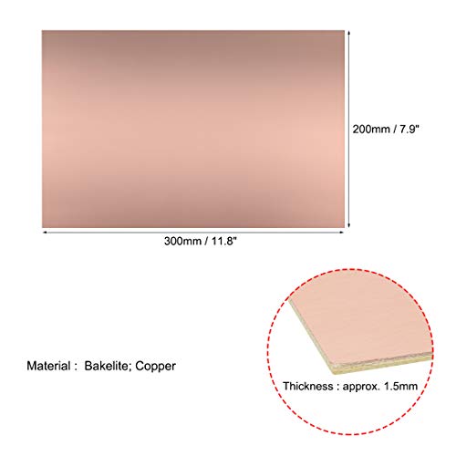uxcell 5pcs 300x200mm Single-Sided Copper Clad Laminate PCB Circuit Bakelite Board 1.5mm Thickness DIY Prototyping PCB Board