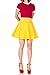 Basic Solid Stretchy Cotton High Waist A-line Flared Skater Mini Skirt (M, Yellow)