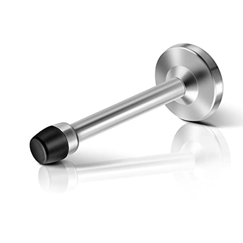Door Stopper, Door Stop 5 Inch(120mm) Stainless Steel Brushed Satin Nickel Doorstops, Modern Mute Door Holder Wall Mount Doors Wall Protector Doorstop, Silver