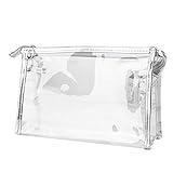 Inverlee 1X Clear Transparent Plastic PVC Travel Cosmetic Make Up Toiletry Bag Zipper (Silver)