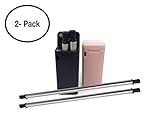 PPProject 2 Pack-Collapsible Reusable, Folding Stainless Steel, Medical Food-Grade Drinking Straws, Portable with Hard Case Cleaning Brush Black