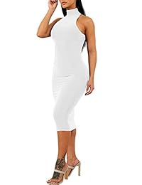 GOBLES vestido de club, sin mangas, elegante, con cuello alto, sexy, para mujer