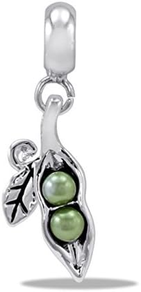DaVinci Beads Dangle Silver And Green Peapod Interchangeable Jewelry DB14-4