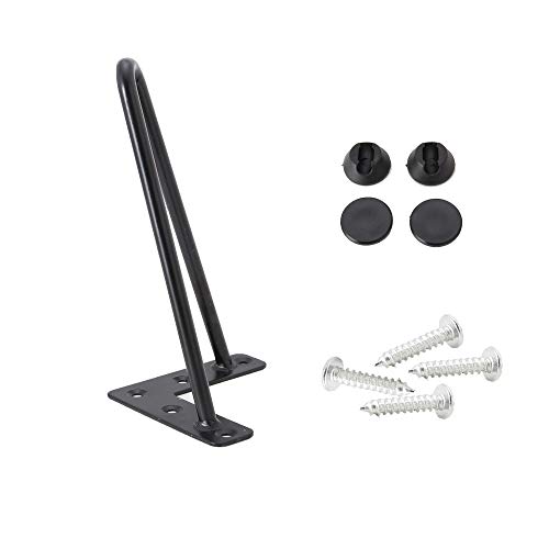 Osring 8 Inch Hairpin Legs Solid 2-Rod Furniture Feet, Mid-Century Metal Coffee Table Legs with Protector Pads, 4 Pack