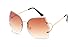 JOJO'S SECRET Oversized Rimless Sunglasses,Gradient Clear Lens Sunglasses JS019 (Gold/Gradient Brown, 2.56)
