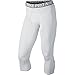 NIKE Men's Pro 3/4 Tights, White/Matte Silver/Black, Large