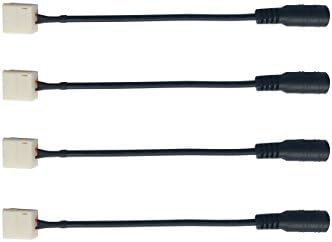 LED Strip to Female DC Connector for 5050 Single Color Waterproof LED Strip Lights (Pack of 4)