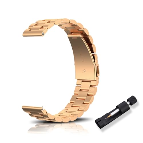 RoYiio 16mm/18mm/20mm/22mm Watch Band Metal (16mm Watch Band, Rose Gold) at Amazon