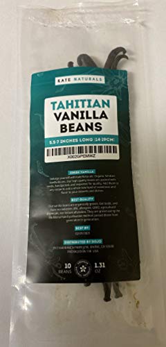 image for Kate Naturals 10 Tahitian Vanilla Beans. Whole Extract Grade A Pods fo